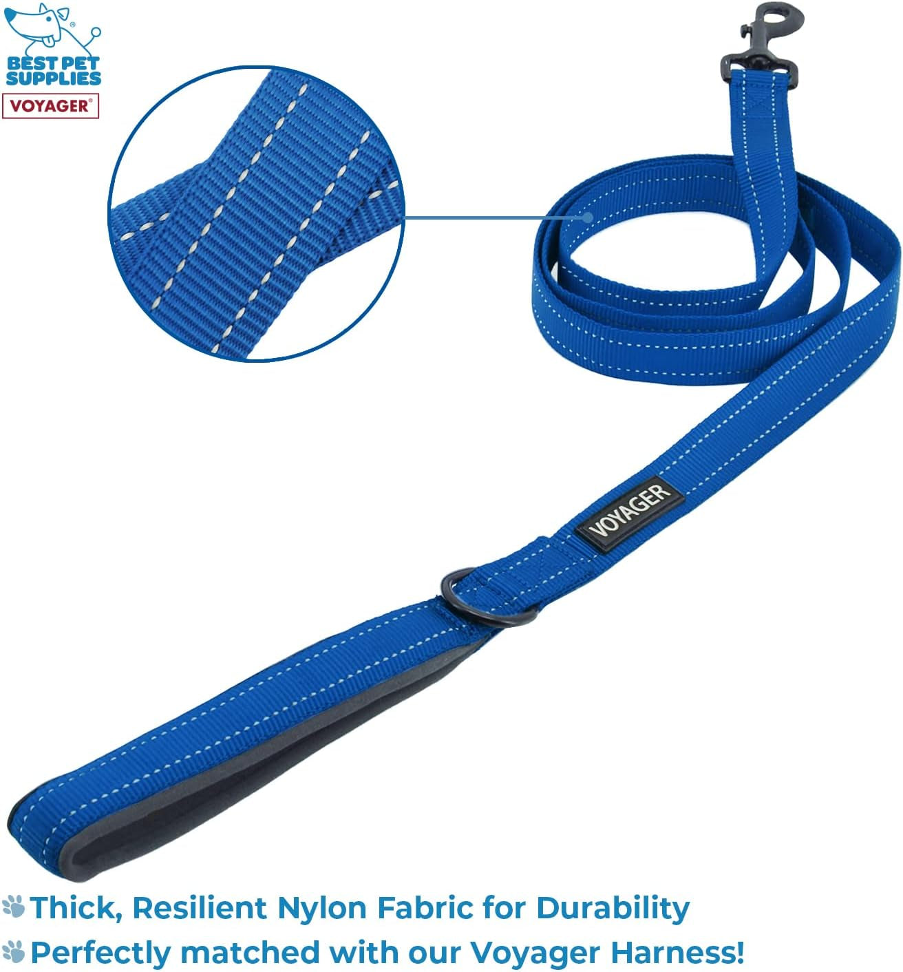Voyager Step-In Air Mesh Harness and Reflective Leash Combo - Perfect for Small to Large Breed Dogs and Cats - All Weather Blue Set