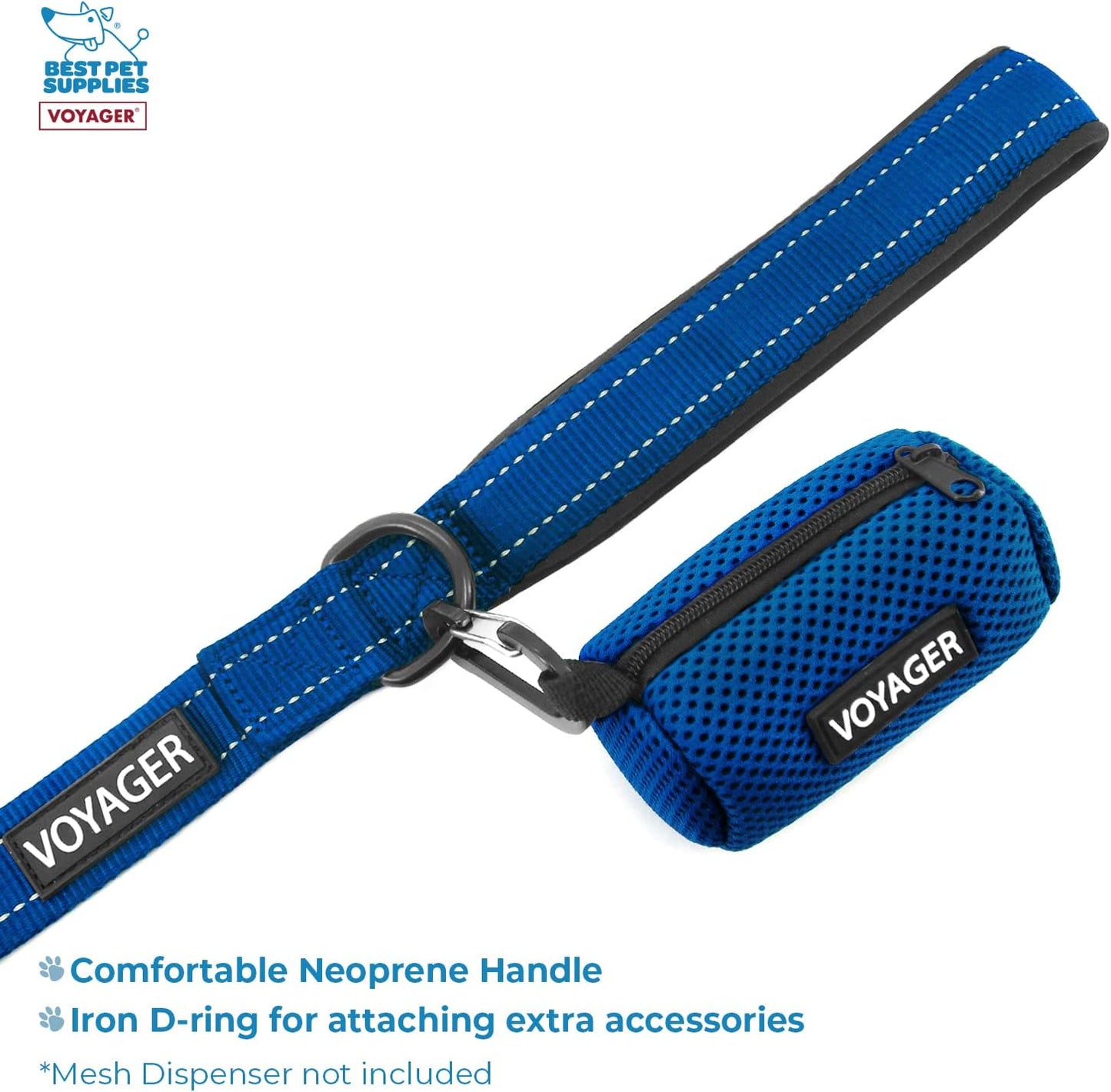 Voyager Step-In Air Mesh Harness and Reflective Leash Combo - Perfect for Small to Large Breed Dogs and Cats - All Weather Blue Set