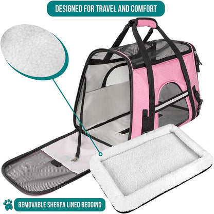 Comfortable and Stylish Airline Approved Pet Carrier - Perfect for Small Dogs and Cats in Pink