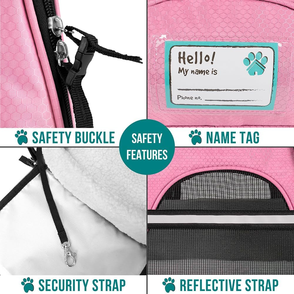 Comfortable and Stylish Airline Approved Pet Carrier - Perfect for Small Dogs and Cats in Pink