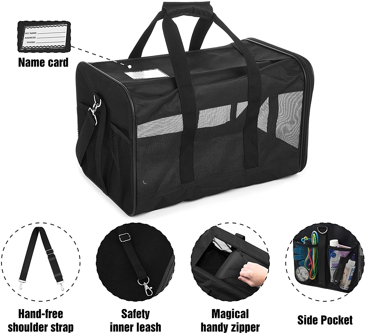 Ultimate Comfort and Safety: Scratchme Soft-Sided Pet Travel Carrier for Cats and Small Dogs - Airline Approved, Collapsible, and Conveniently Portable